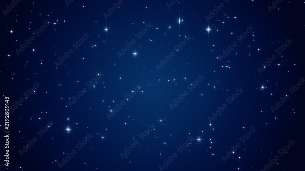 Fototapeta premium night sky blue shiny twinkle stars glittering and glowing , starry space science and new year and christmas, social media background