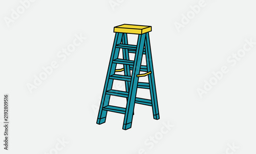 Принти на полотні Ladder shown as a blue and yellow stepladder icon isolated for maintenance projects