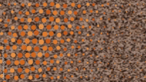 Orange particles on brown pixel background. 2d animation