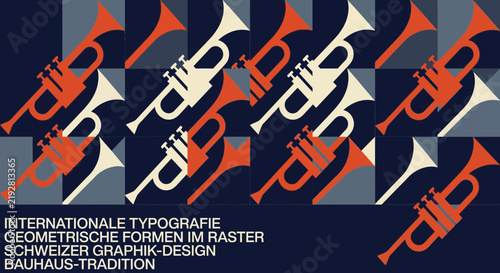 Obraz na płótnie Retro Trumpet Pattern Graphic Design