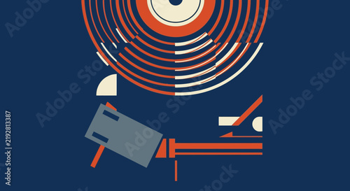 Obraz na płótnie Retro Turntable Playing Record, Abstract Design