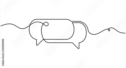 Speech bubble outline continuous line art with flowing curves and editable strokeSpeech bubble outline continuous line art with flowing curves and editable stroke