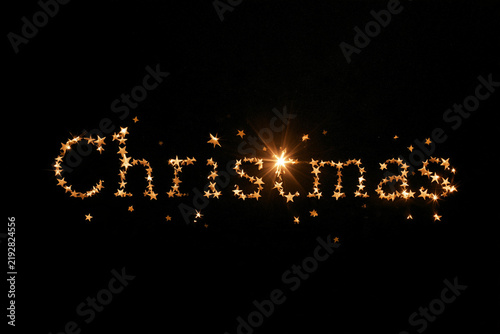 Against a black background, the word 