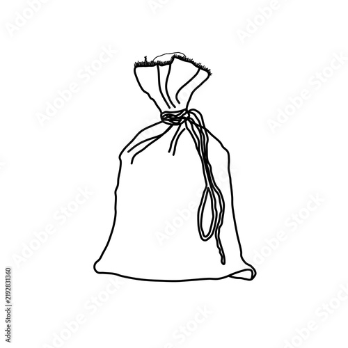 Tied sack bag line art illustration vector