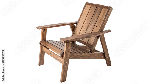 Fotografie Classic wooden outdoor adirondack deck armchair lounge furniture isolated on transparent background