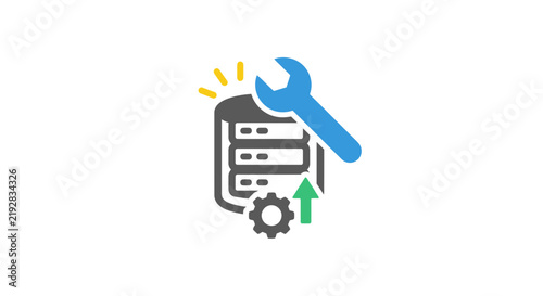 Server maintenance and system optimization icon illustration.