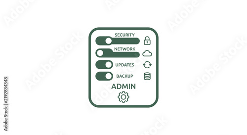 Minimalist administrative settings dashboard interface icon design.