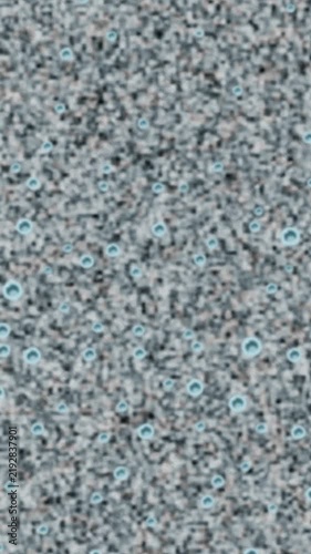 Blue bubbles rising through static noise. 2d animation