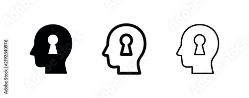 Bild auf Leinwand Human head profile with keyhole mystery icon