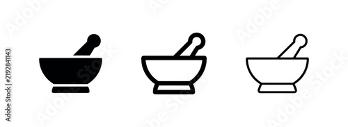 Bild auf Leinwand Mortar and Pestle Icons for Pharmacy