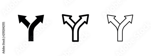Foto Decision fork arrow icon representing strategy and roadmap choices