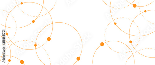 Abstract orange geometric circles background, minimalist vector pattern with thin lines and dots, modern tech network connection graphic, clean circular design for corporate branding