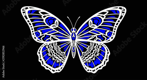 Vibrant Blue Butterfly Illustration on Black Background