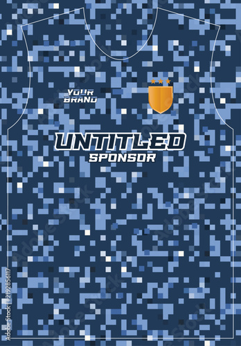 Dark Blue Pixel Camouflage Sport Jersey Pattern Vector Design Template for Football Sublimation