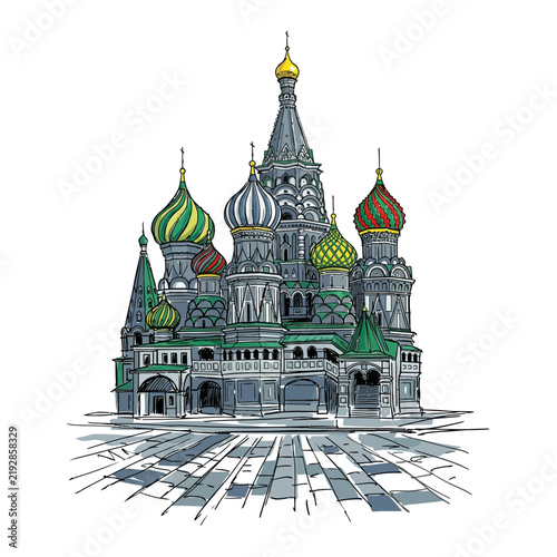 Saint Basil's Cathedral Moscow Watercolor Sketch Landmark