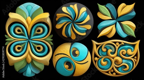 Plakat Ornate, decorative, 3D patterned tiles
