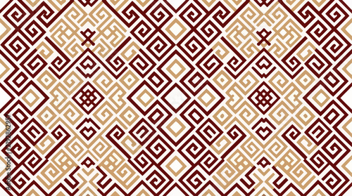 Seamless geometric pattern with traditional Greek meander motifs in brown and beige colors.