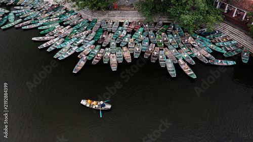 Obraz na plátne Colorful Boats on a Dark River