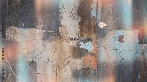Abstract grunge texture with distressed paint and light leaks