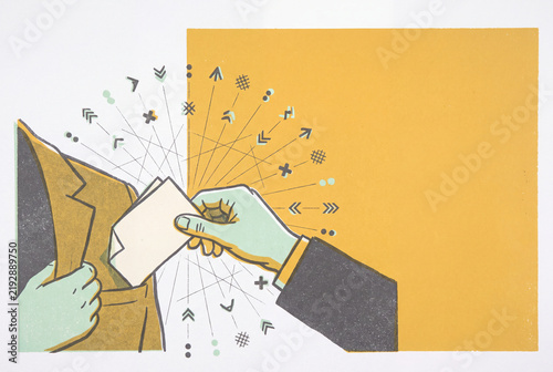 Payoff Envelope in Hand Illustration of Corruption and Business Deal