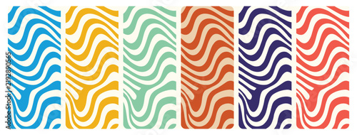Wavy diagonal stripes seamless pattern vector background set colorful rainbow