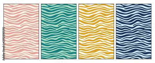 Chevron wave seamless pattern vector background set pink teal yellow blue