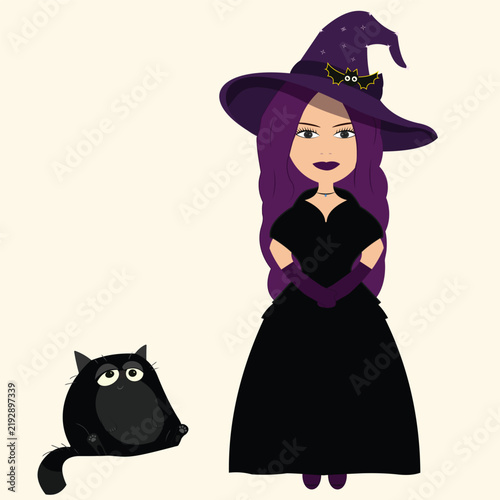 Beautiful witch Black cat