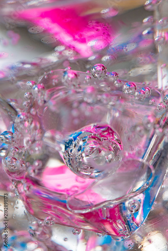 Photography Abstract vibrant liquid with sparkling bubbles creating pattern