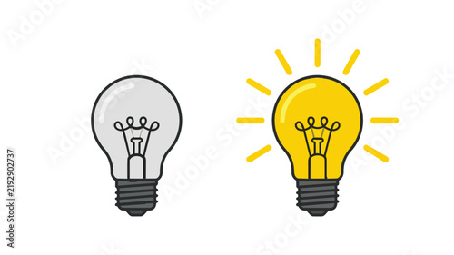 Two Lightbulbs Comparing Different States Vector Illustration