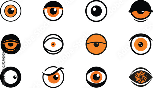 Orange eye icons for design and technology