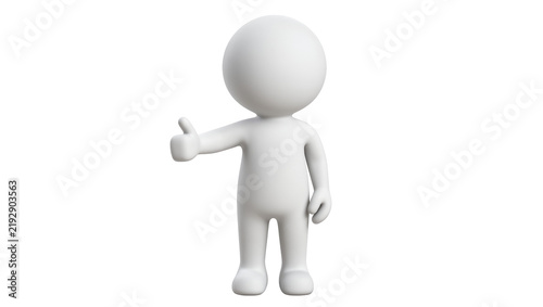 Fotografie White 3D figure giving thumbs up gesture, isolated on transparent background