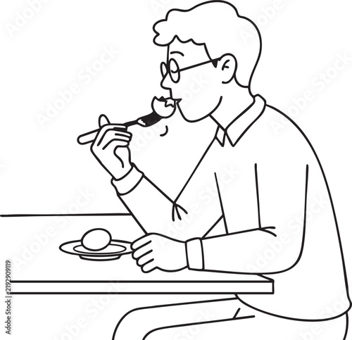 Man eating boiled eggs