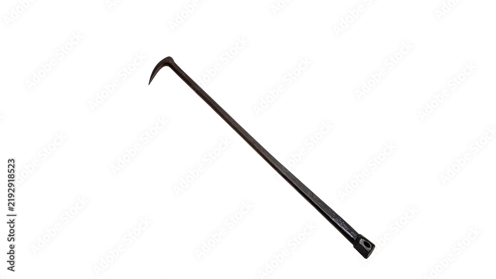 Obraz premium Heavy black steel construction crowbar pry bar tool isolated on transparent background.