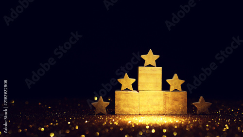 concept image of setting a five star goal. increase rating or ranking  evaluation and classification idea