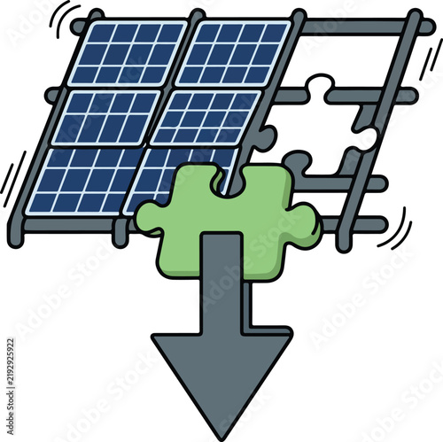 Solar Panel Puzzle Piece Completing Green System