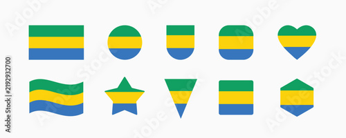 фотографія Gabon Flag Collection in Multiple Shapes