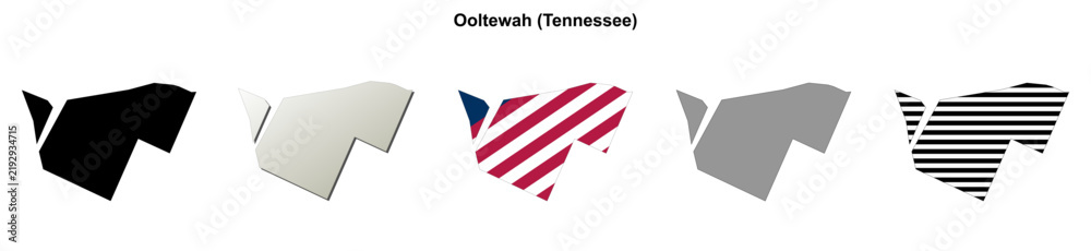 Fototapeta premium Ooltewah (Tennessee) blank outline map set