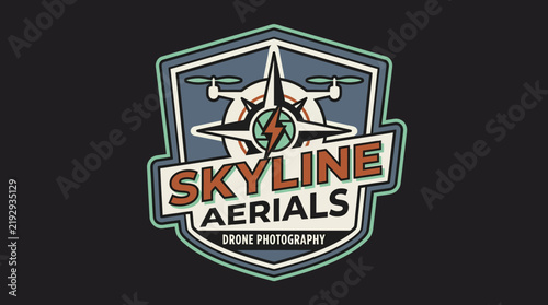 Skyline Aerials Drone Photography Logo Badge - Isolated