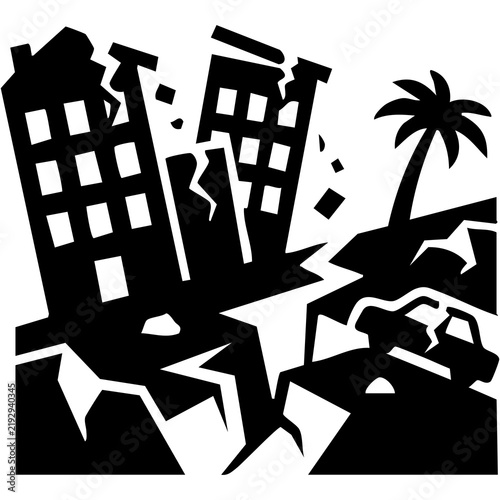 Vector silhouette of an earthquake disaster