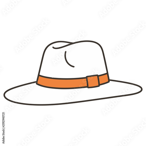 White fedora hat with orange b