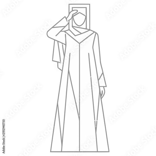 Woman in traditional clothing saluting