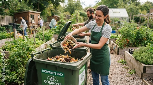 People Working Together To Compost Organic Food Waste In Community Garden Sustenable Living Eco