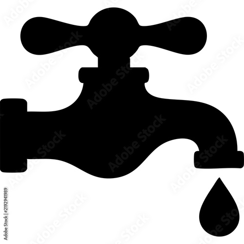 Cuadro en lienzo Vector silhouette of a dry or dripping water tap