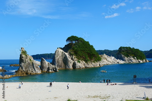 三陸復興国立公園の名所、浄土ヶ浜。宮古、岩手、日本。10月上旬。