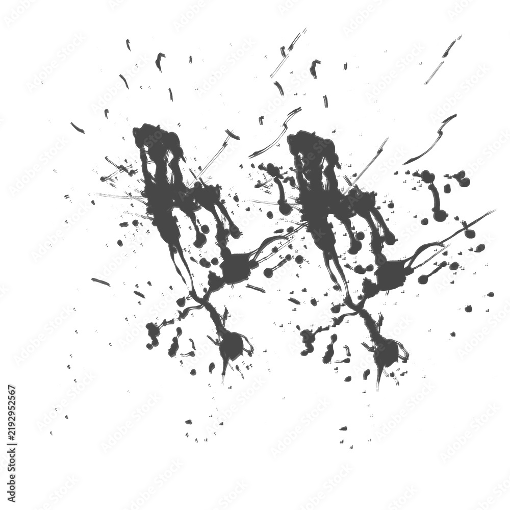 Fototapeta premium Two Dark Grey Ink Splatters on White Background