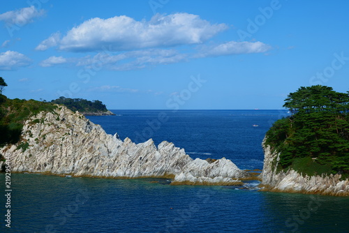 三陸復興国立公園の名所、浄土ヶ浜。宮古、岩手、日本。10月上旬。
