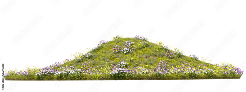 Obraz premium Isolate nature flowery mound fields transparent backgrounds 3d illustrations png file