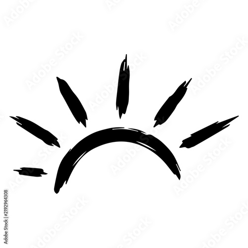 Hand Drawn Sunrise Sun Symbol in Black Ink