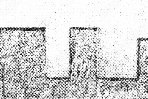 Obraz na płótnie Bold rectangular notches form a repeating geometric print pattern on transparency