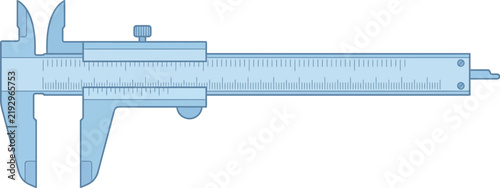 A detailed illustration of a metal vernier caliper measurement tool.